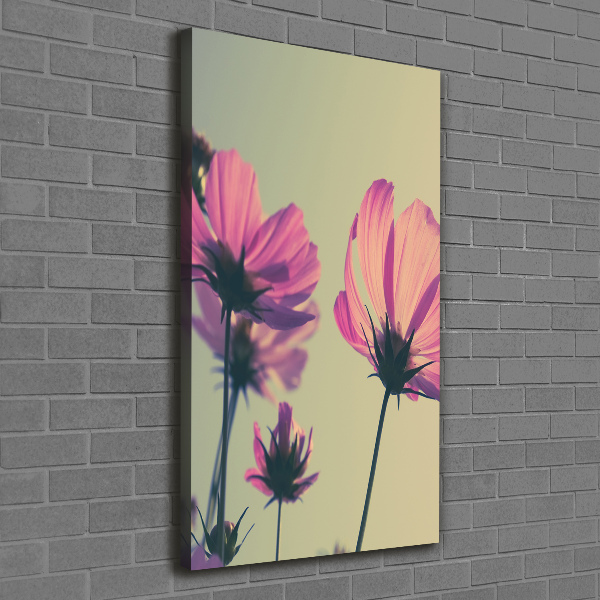 Verticale canvasfoto Roze bloemen