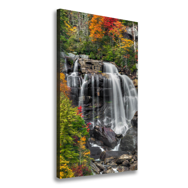 Verticaal schilderij op canvas Waterval in de herfst