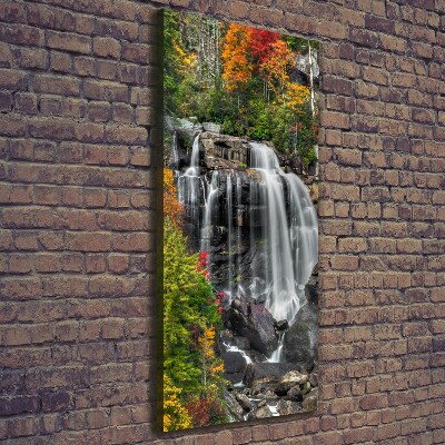 Verticaal schilderij op canvas Waterval in de herfst