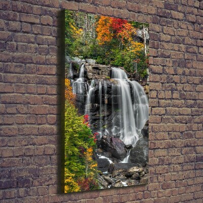 Verticaal schilderij op canvas Waterval in de herfst