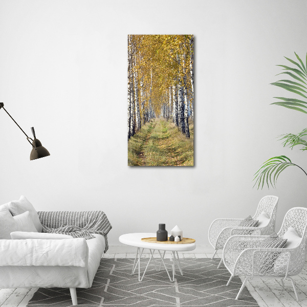 Verticaal canvasschilderij Berkenbos