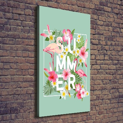Verticale foto op canvas Vakanties en flamingo's