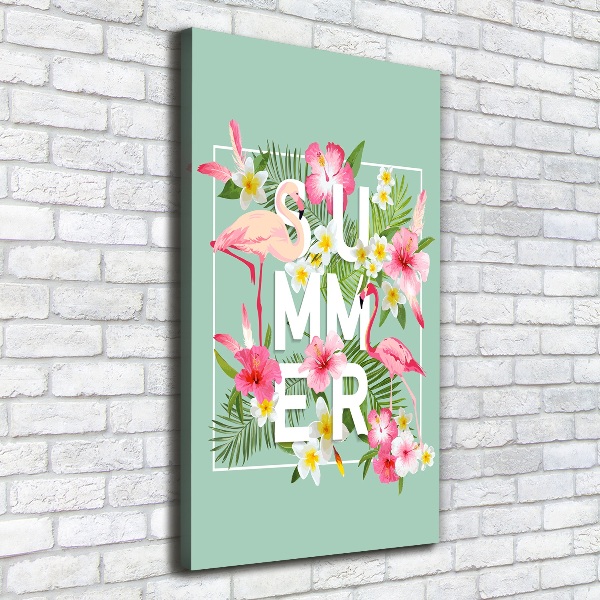 Verticale foto op canvas Vakanties en flamingo's