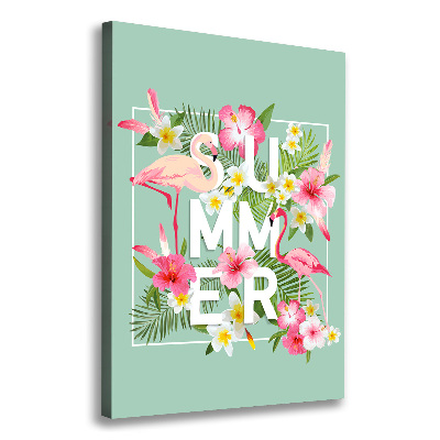 Verticale foto op canvas Vakanties en flamingo's