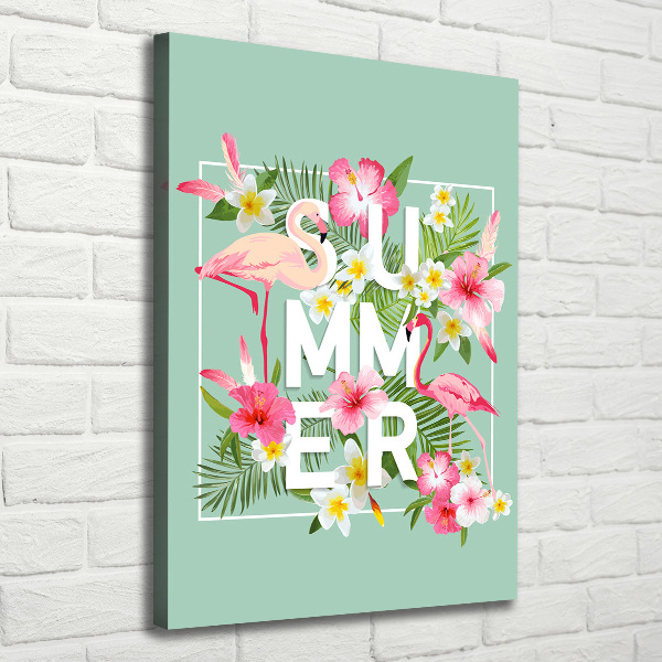 Verticale foto op canvas Vakanties en flamingo's