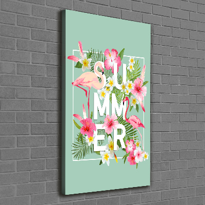 Verticale foto op canvas Vakanties en flamingo's