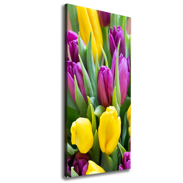 Verticale foto op canvas Kleurrijke tulpen