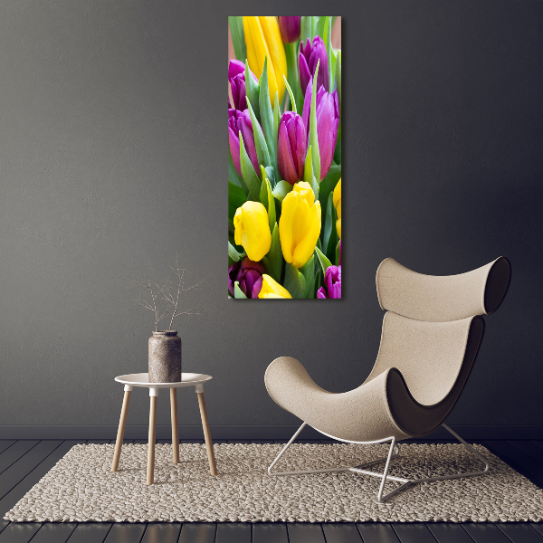 Verticale foto op canvas Kleurrijke tulpen