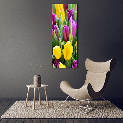 Verticale foto op canvas Kleurrijke tulpen