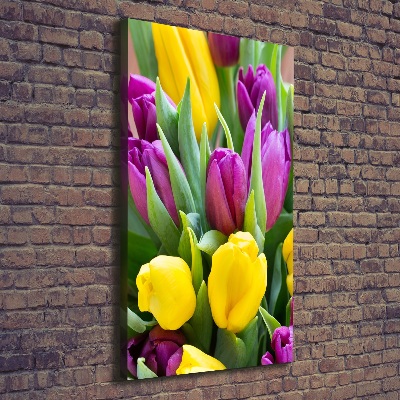 Verticale foto op canvas Kleurrijke tulpen