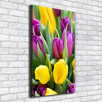 Verticale foto op canvas Kleurrijke tulpen