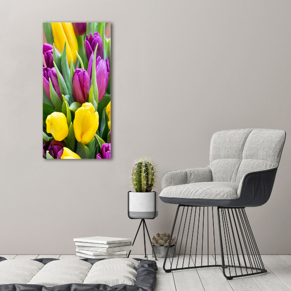 Verticale foto op canvas Kleurrijke tulpen