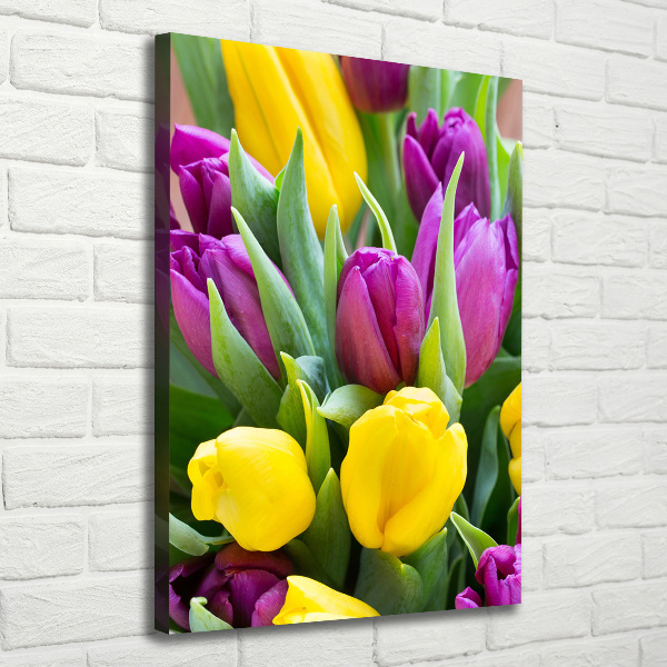 Verticale foto op canvas Kleurrijke tulpen