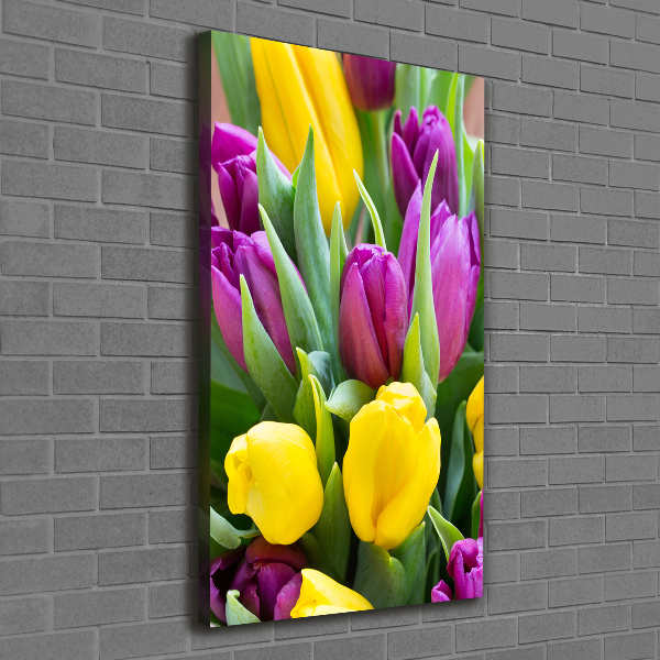 Verticale foto op canvas Kleurrijke tulpen