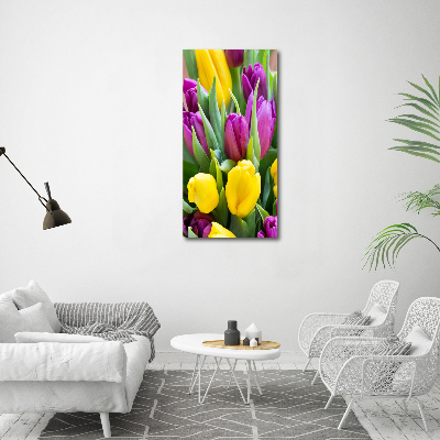 Verticale foto op canvas Kleurrijke tulpen