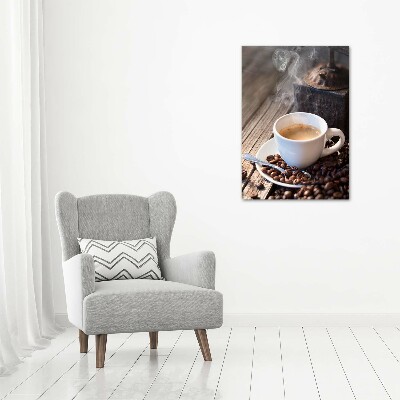 Verticaal schilderij op canvas Een kopje koffie