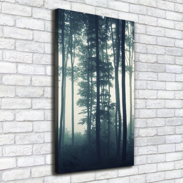 Verticaal schilderij op canvas Mist in het bos