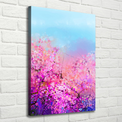 Verticaal canvasschilderij Kersenbloesems