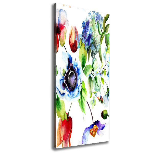 Verticaal schilderij op canvas Wilde bloemen