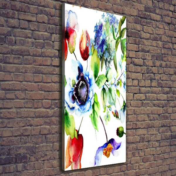 Verticaal schilderij op canvas Wilde bloemen