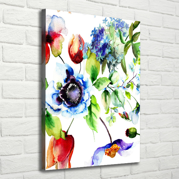 Verticaal schilderij op canvas Wilde bloemen