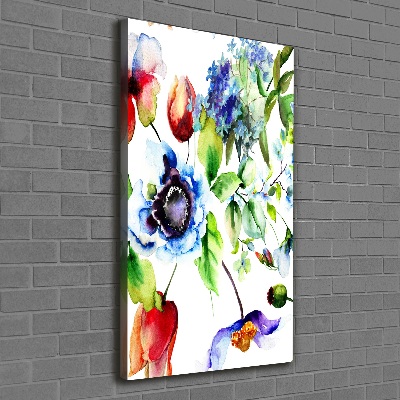 Verticaal schilderij op canvas Wilde bloemen