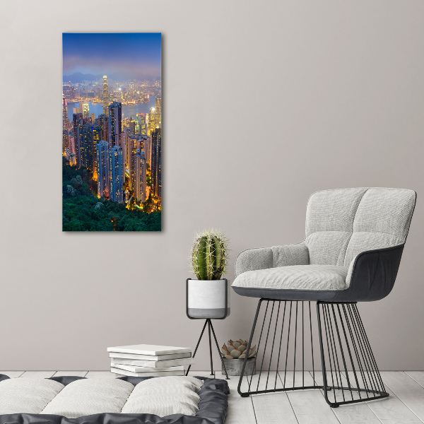 Verticale foto op canvas Hong Kong 's nachts