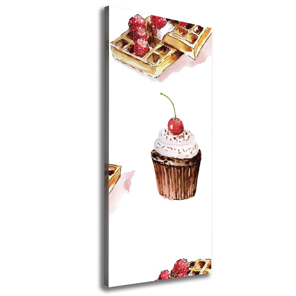 Verticale foto op canvas Muffins en wafels