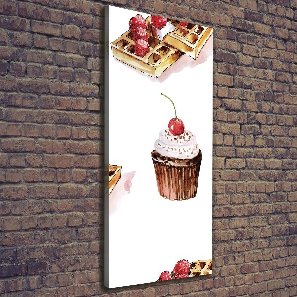 Verticale foto op canvas Muffins en wafels