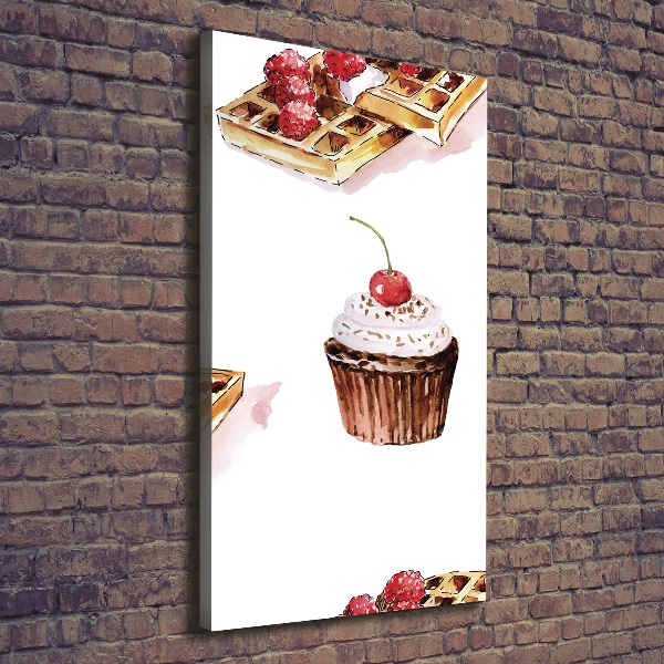 Verticale foto op canvas Muffins en wafels