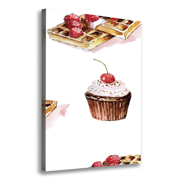 Verticale foto op canvas Muffins en wafels