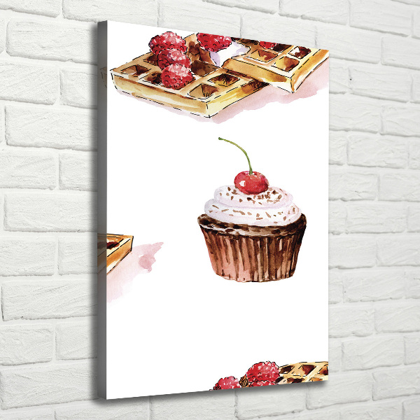 Verticale foto op canvas Muffins en wafels