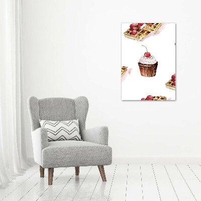Verticale foto op canvas Muffins en wafels