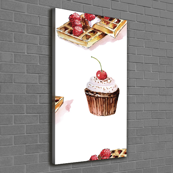 Verticale foto op canvas Muffins en wafels