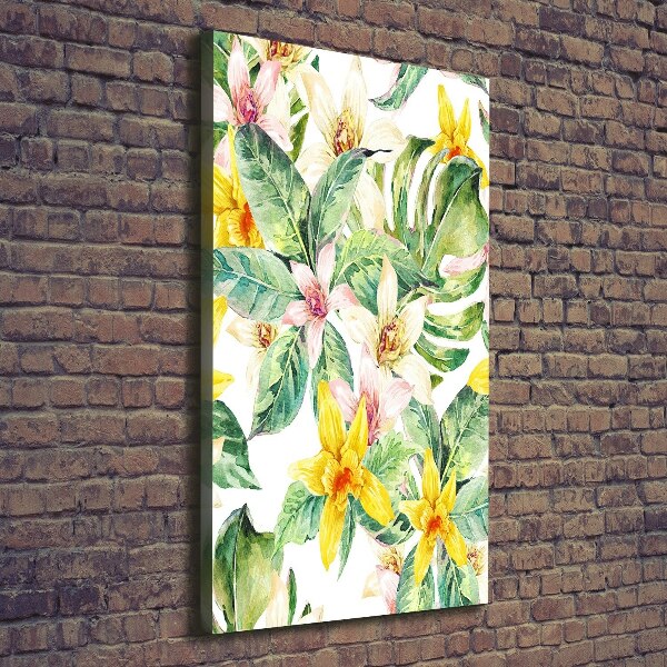 Verticaal schilderij op canvas Tropische bloemen