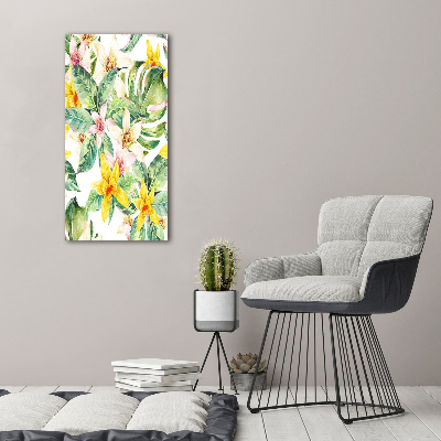 Verticaal schilderij op canvas Tropische bloemen