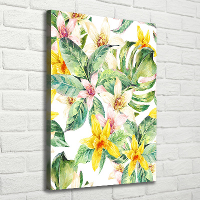 Verticaal schilderij op canvas Tropische bloemen