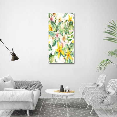 Verticaal schilderij op canvas Tropische bloemen