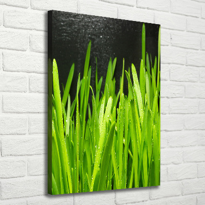 Verticaal canvasschilderij grassprieten