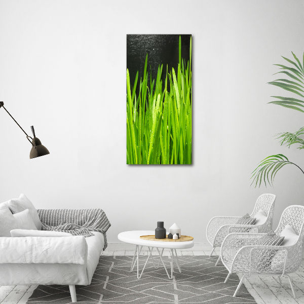 Verticaal canvasschilderij grassprieten