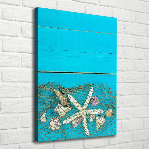 Verticaal schilderij op canvas Schelpen en zeesterren