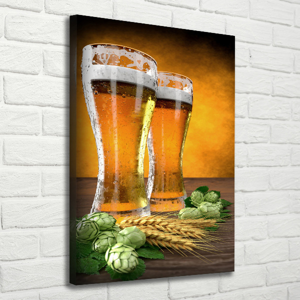 Verticaal schilderij op canvas Twee glazen bier