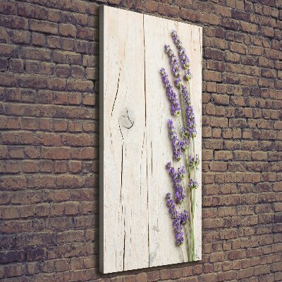 Verticale foto op canvas Lavendel op hout