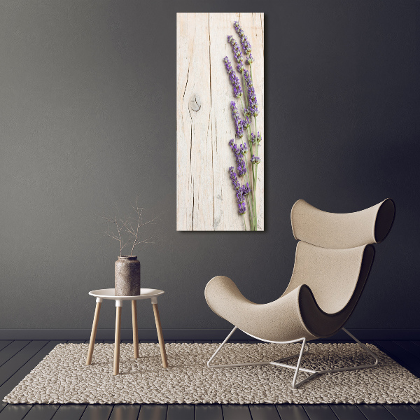 Verticale foto op canvas Lavendel op hout