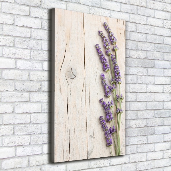 Verticale foto op canvas Lavendel op hout