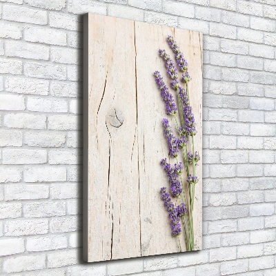 Verticale foto op canvas Lavendel op hout