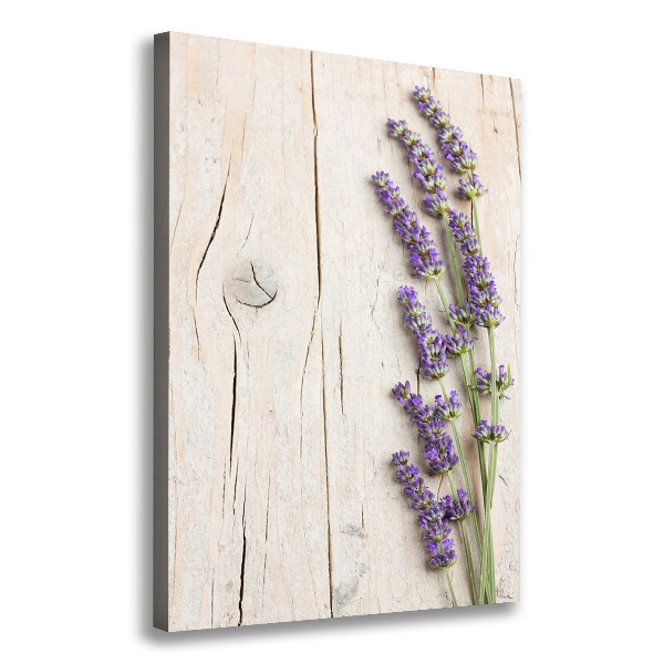 Verticale foto op canvas Lavendel op hout