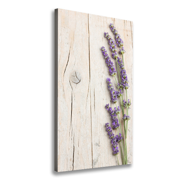 Verticale foto op canvas Lavendel op hout