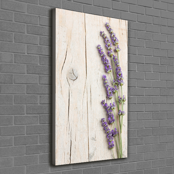 Verticale foto op canvas Lavendel op hout