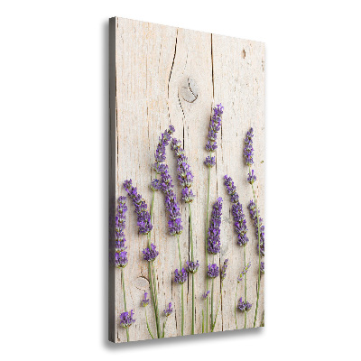 Verticale foto op canvas Lavendel op hout